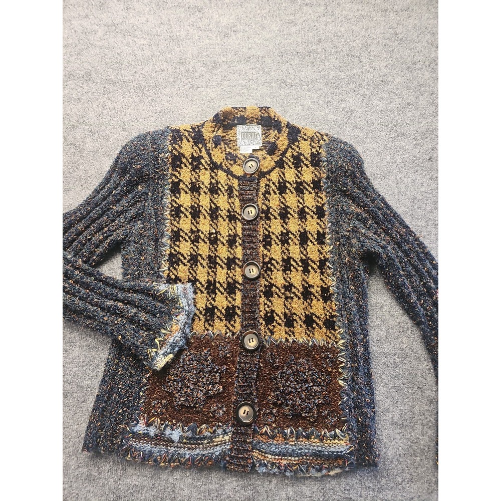 Vintage Curio Textured Cardigan Womens Large  Boho Festival Cottage